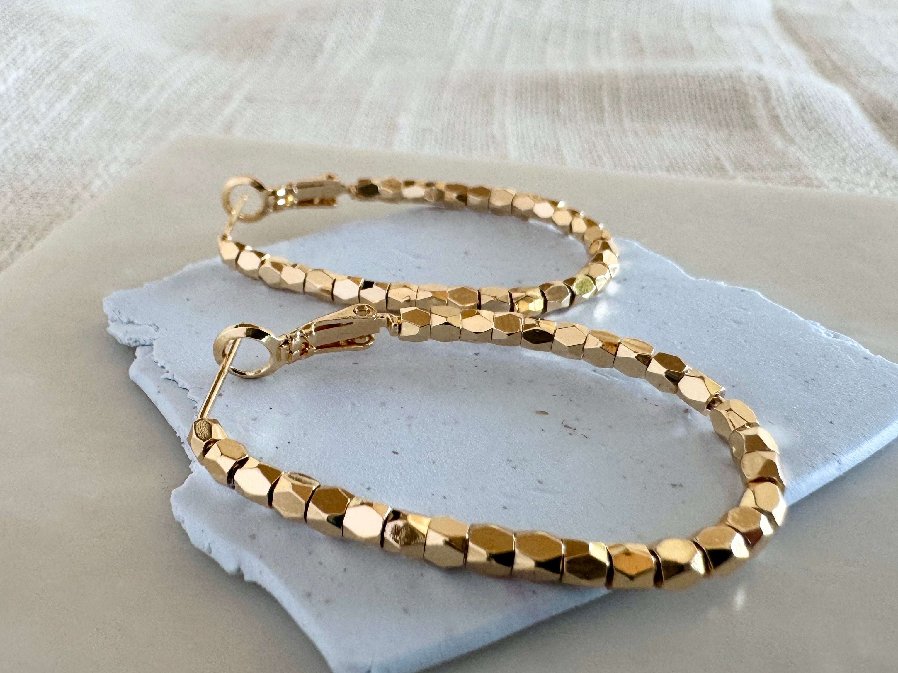 Large Beaded Oval Hoop
