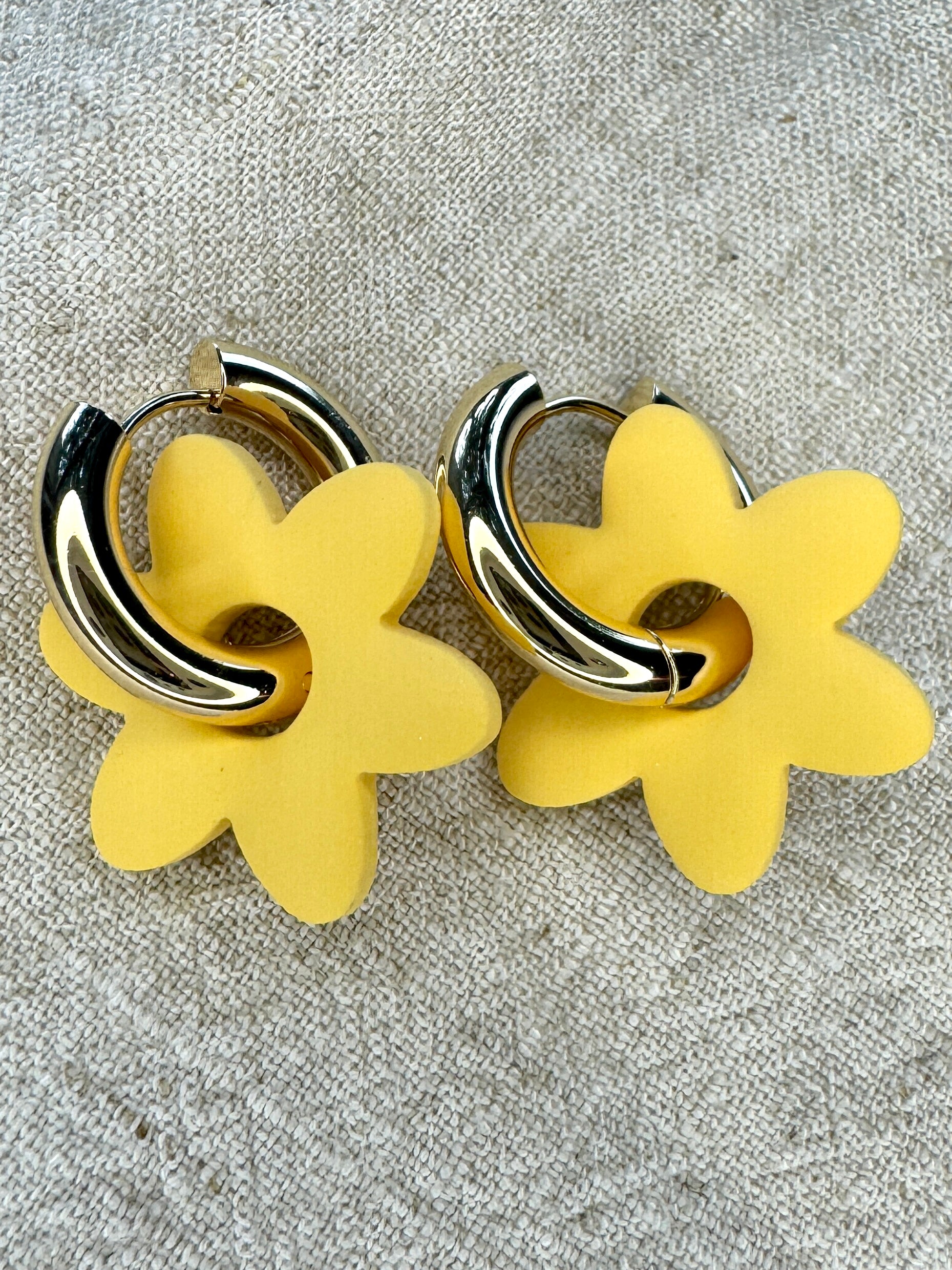 Summer Yellow Flower CHARM- HOOP SOLD SEPARATELY / Polymer Clay Jewelry