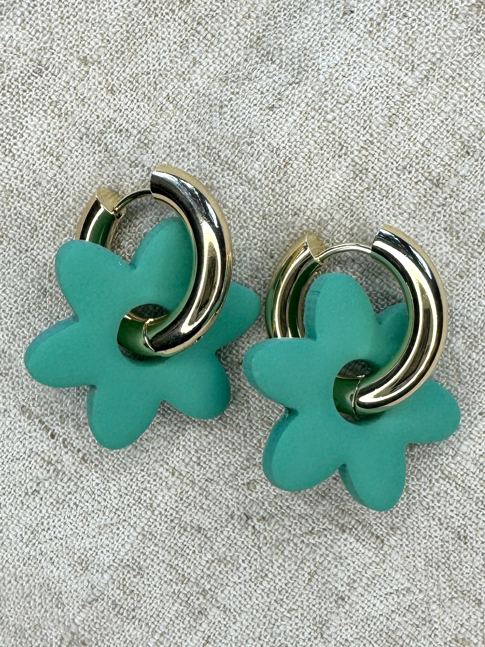 Summer Green Flower CHARM- HOOP SOLD SEPARATELY / Polymer Clay Jewelry