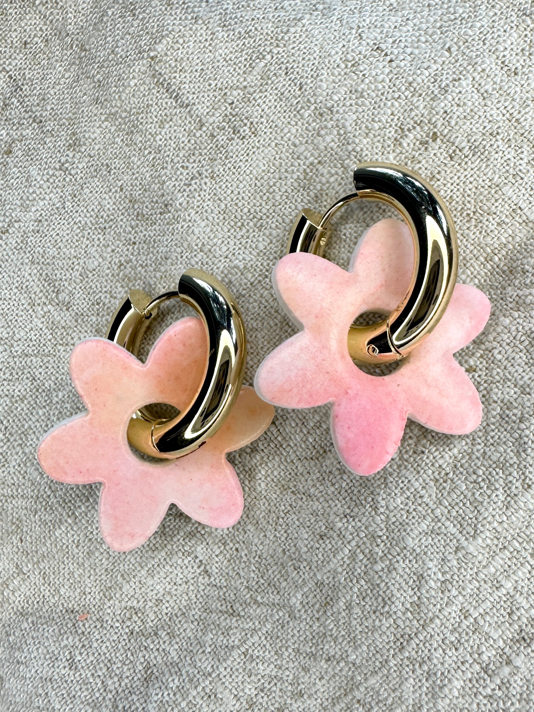 Pink Watercolor Flower CHARM- HOOP SOLD SEPARATELY / Polymer Clay Jewelry