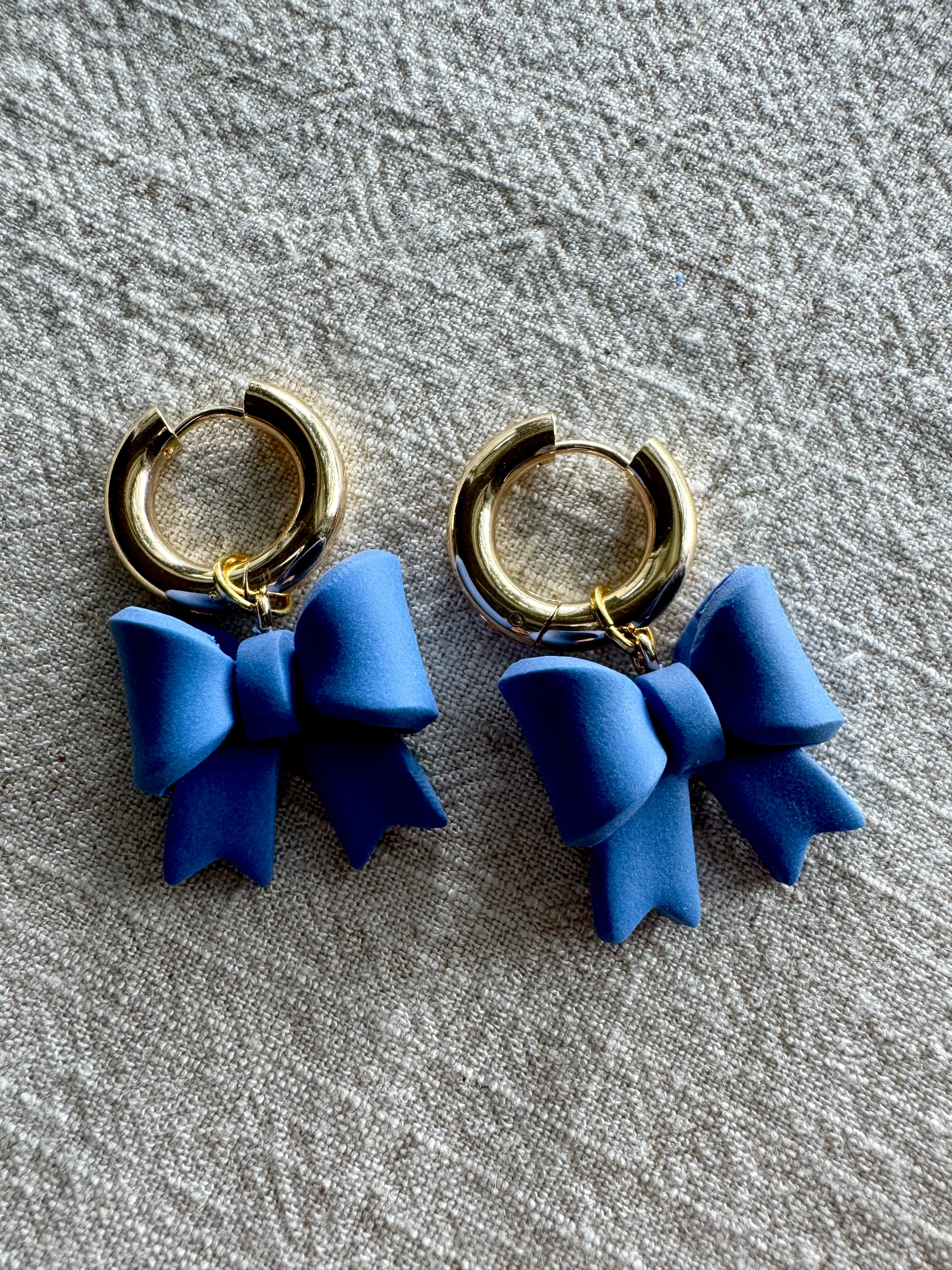 Royal Blue Bow CHARM- HOOP SOLD SEPARATELY / Polymer Clay Jewelry