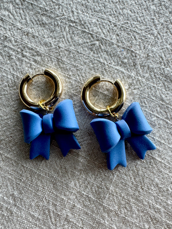 Royal Blue Bow CHARM- HOOP SOLD SEPARATELY / Polymer Clay Jewelry