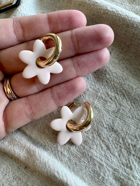Cream Flower CHARM- HOOP SOLD SEPARATELY / Polymer Clay Jewelry