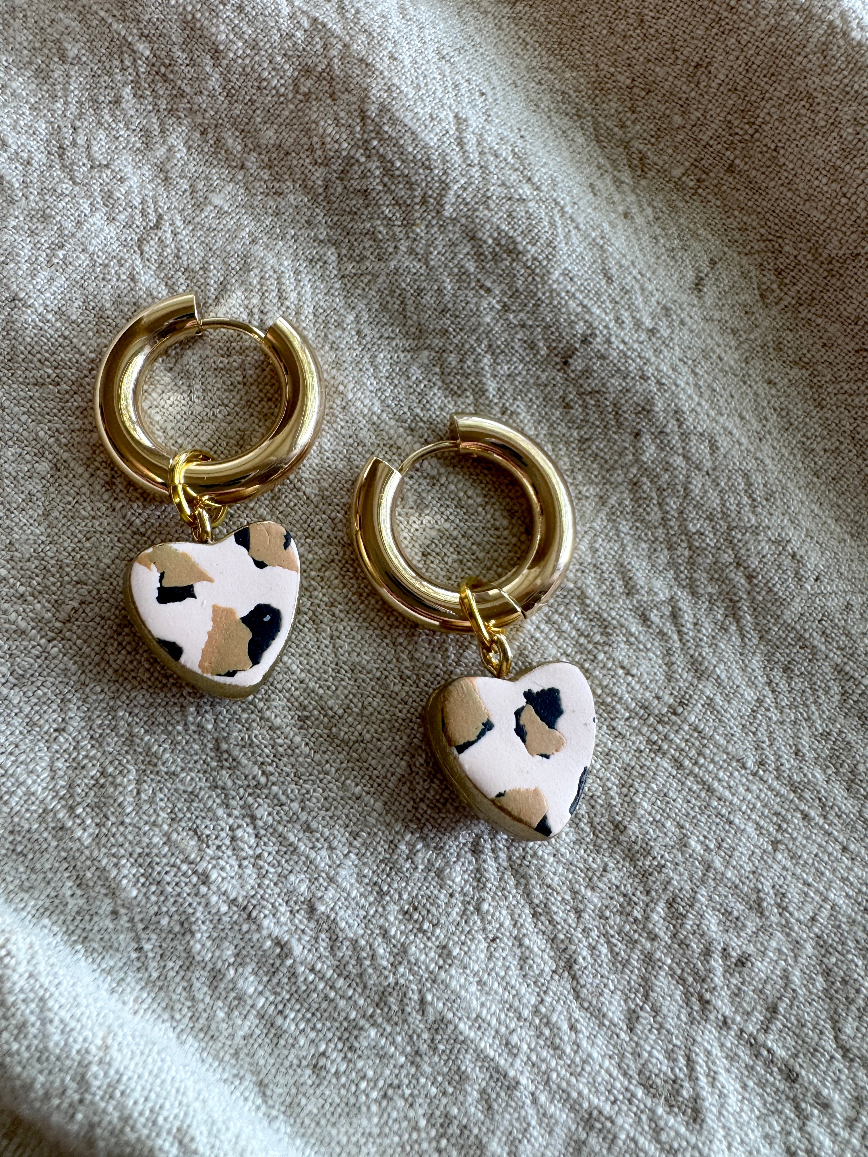 Cheetah Heart CHARM- HOOP SOLD SEPARATELY / Polymer Clay Jewelry