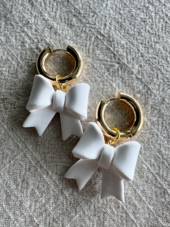 White Bow CHARM- HOOP SOLD SEPARATELY / Polymer Clay Jewelry