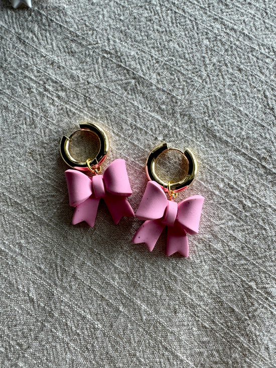 Light Pink Bow CHARM- HOOP SOLD SEPARATELY / Polymer Clay Jewelry