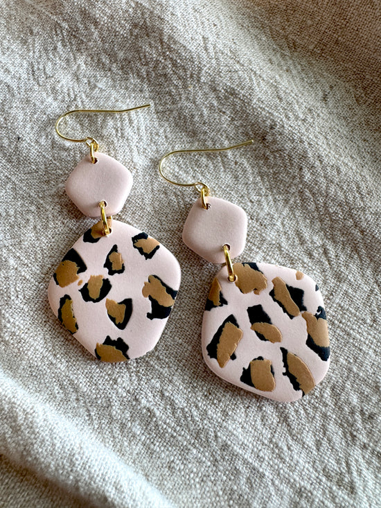 Cheetah pentagon/ Polymer Clay Jewelry