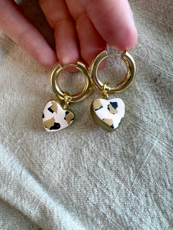 Cheetah Heart CHARM- HOOP SOLD SEPARATELY / Polymer Clay Jewelry