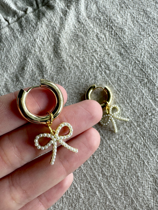 Pearl Bow CHARM- HOOP SOLD SEPARATELY / Polymer Clay Jewelry