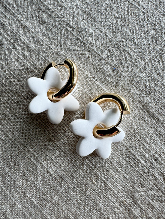 White Flower CHARM- HOOP SOLD SEPARATELY / Polymer Clay Jewelry
