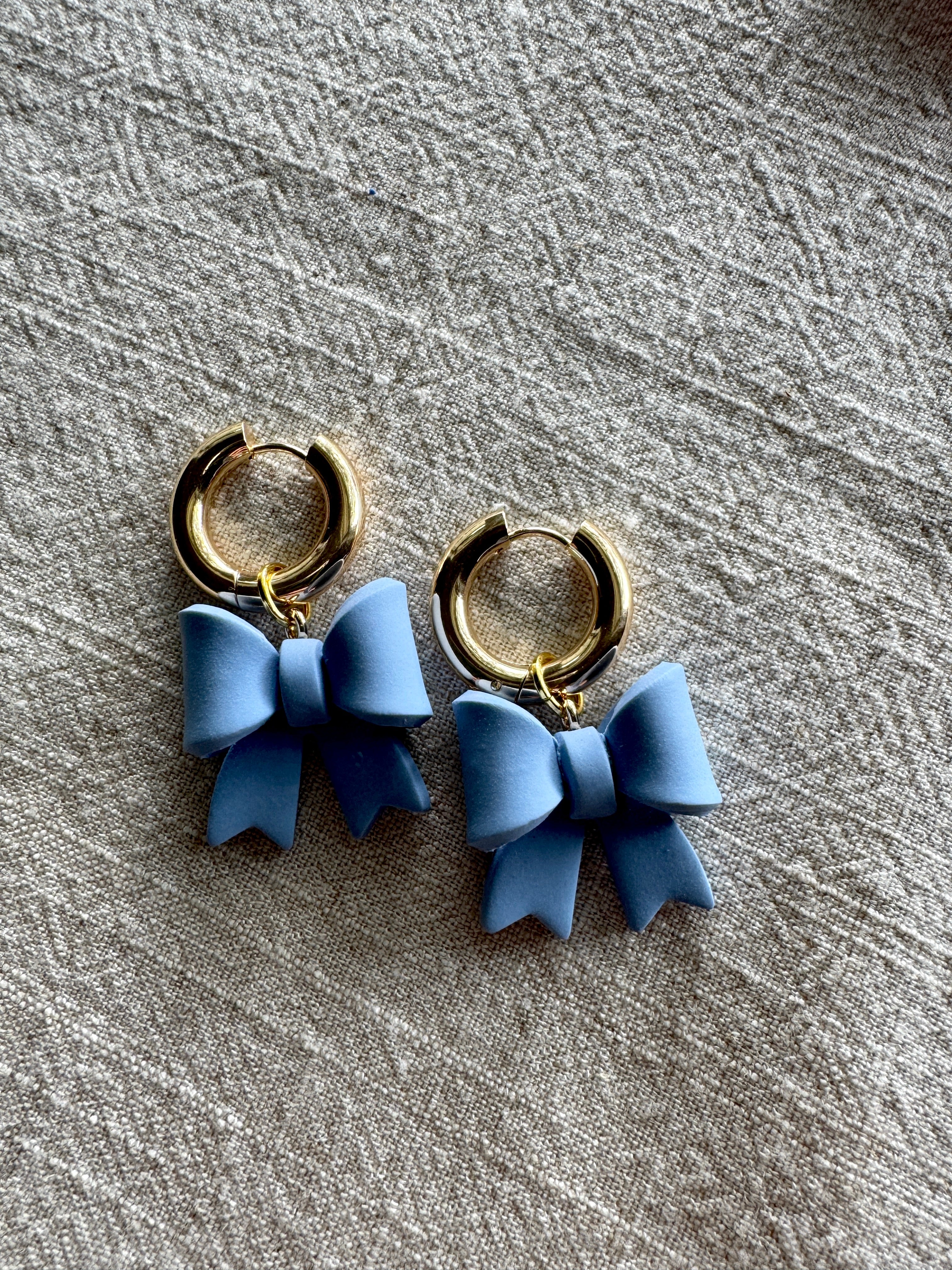Baby Blue Bow CHARM- HOOP SOLD SEPARATELY / Polymer Clay Jewelry