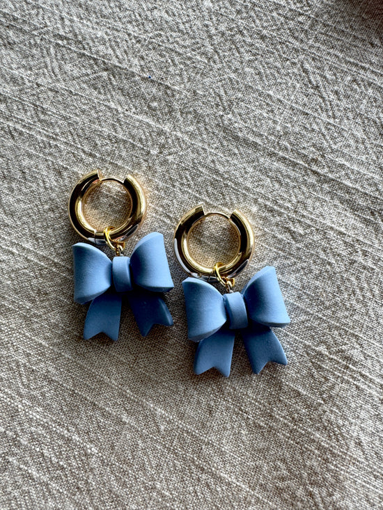 Baby Blue Bow CHARM- HOOP SOLD SEPARATELY / Polymer Clay Jewelry