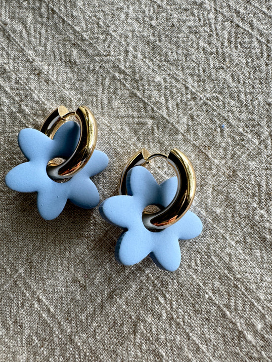 Light Blue Flower CHARM- HOOP SOLD SEPARATELY / Polymer Clay Jewelry