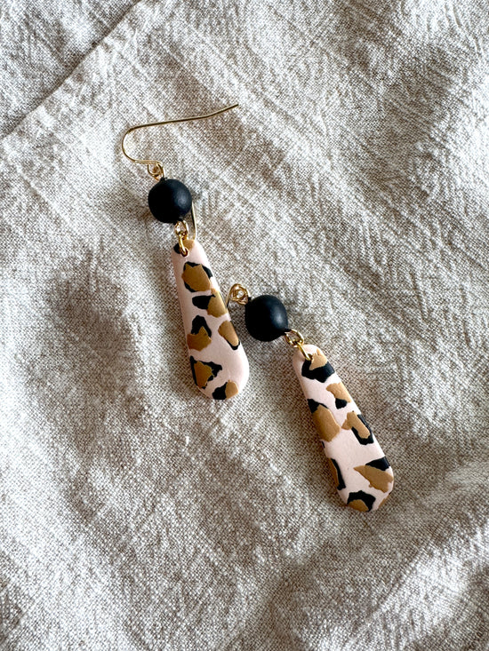 Bead and cheetah Dangle/ Polymer Clay Jewelry