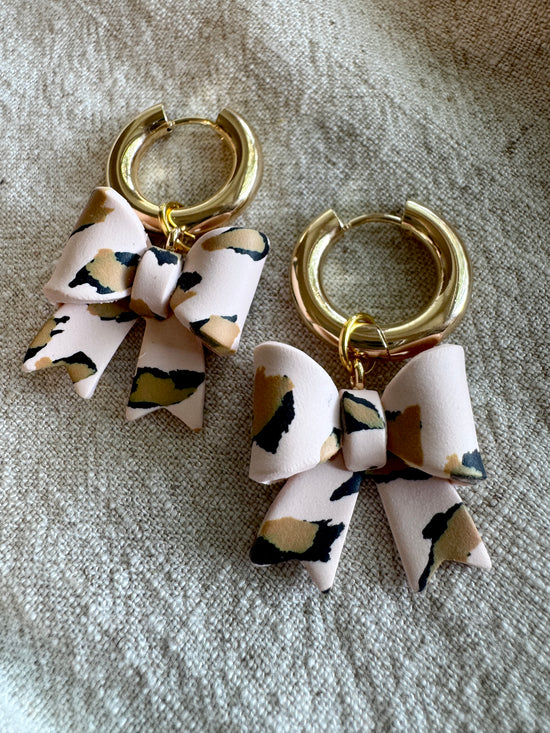 Cheetah Bow CHARM- HOOP SOLD SEPARATELY / Polymer Clay Jewelry