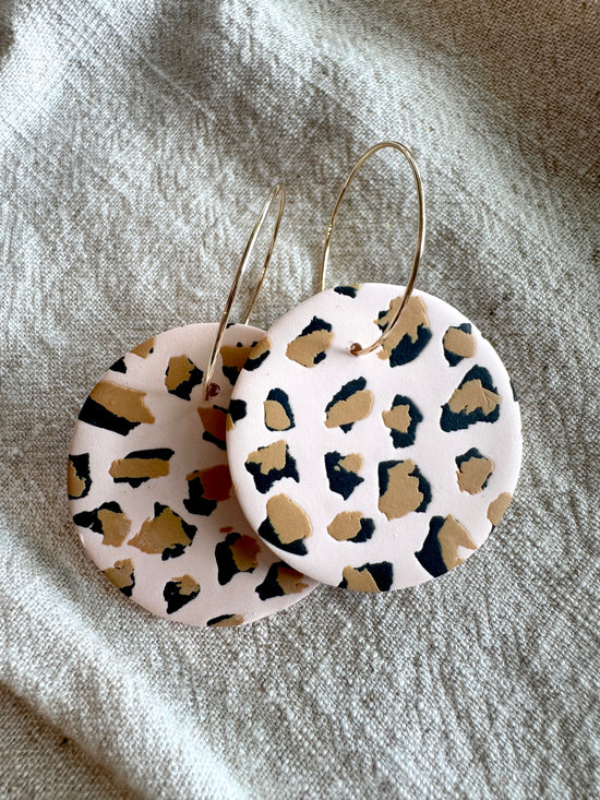 Big Cheetah circle hoop/ Polymer Clay Jewelry