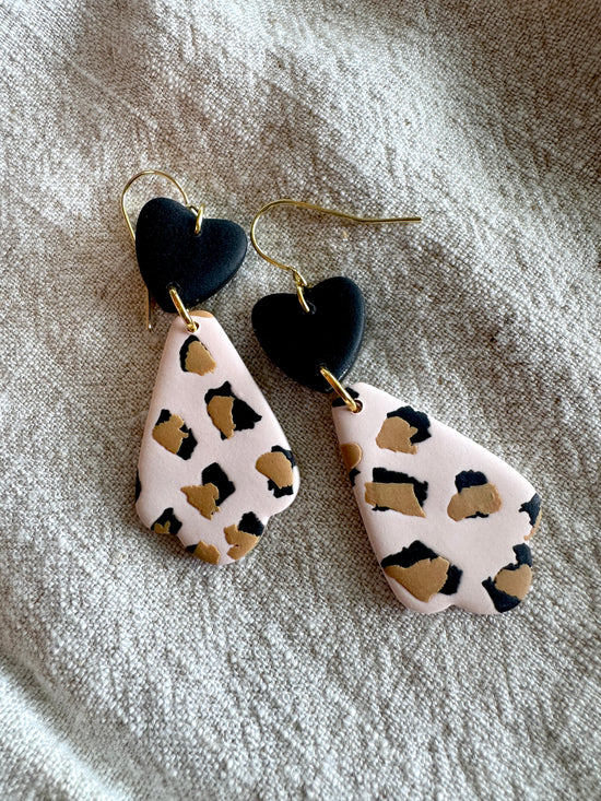 Cheetah heart dangle/ Polymer Clay Jewelry