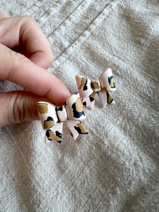 Big Bow Cheetah studs/ Polymer Clay Jewelry