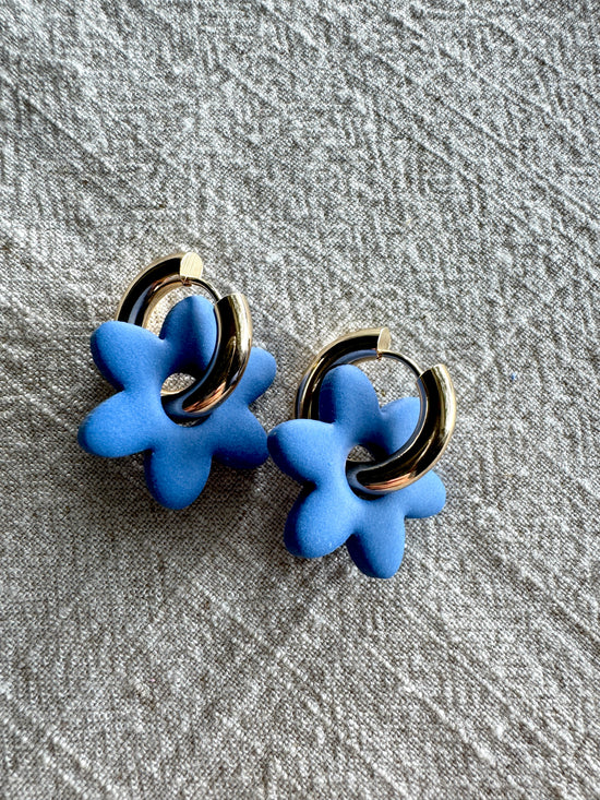 Royal Blue Flower CHARM- HOOP SOLD SEPARATELY / Polymer Clay Jewelry