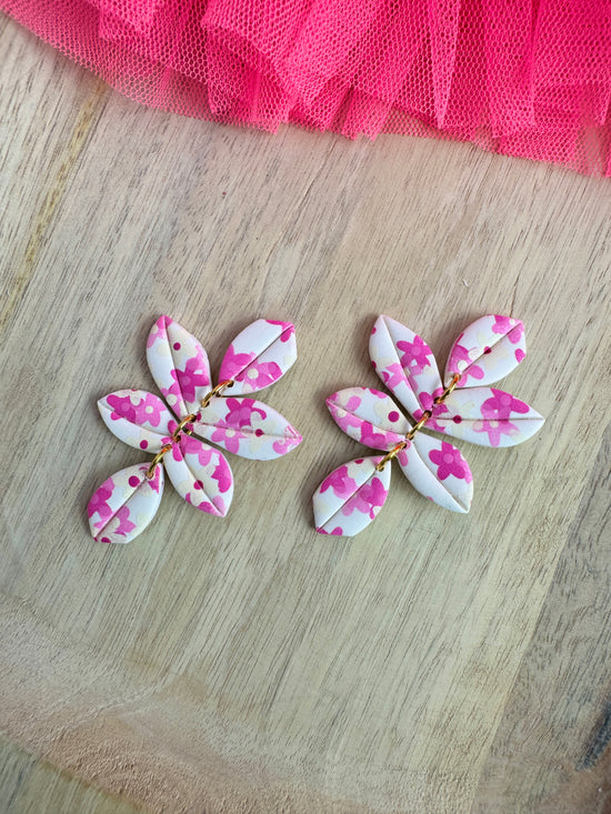 Pink Flower Statement Earrings