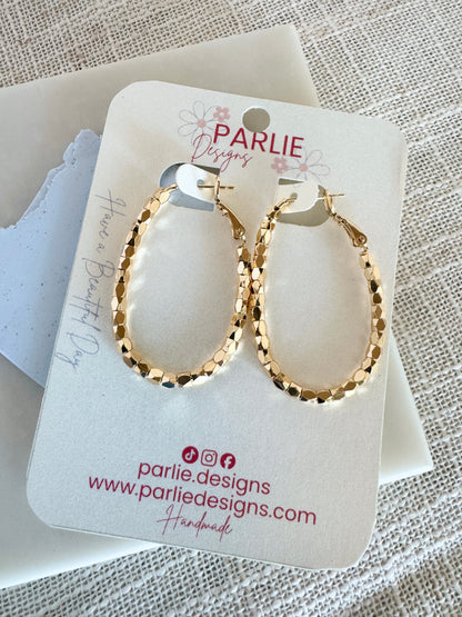 Large Beaded Oval Hoop