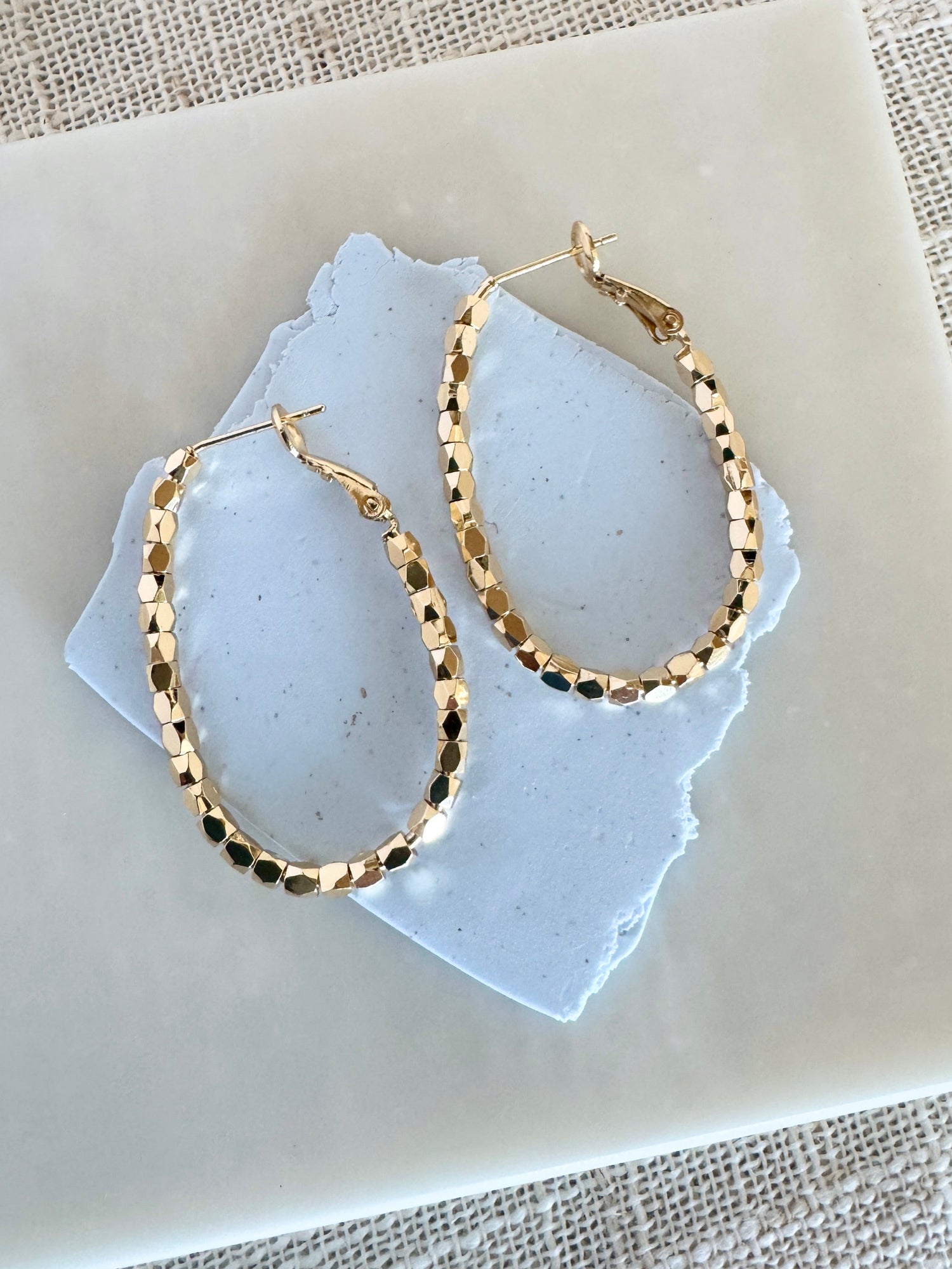 Large Beaded Oval Hoop