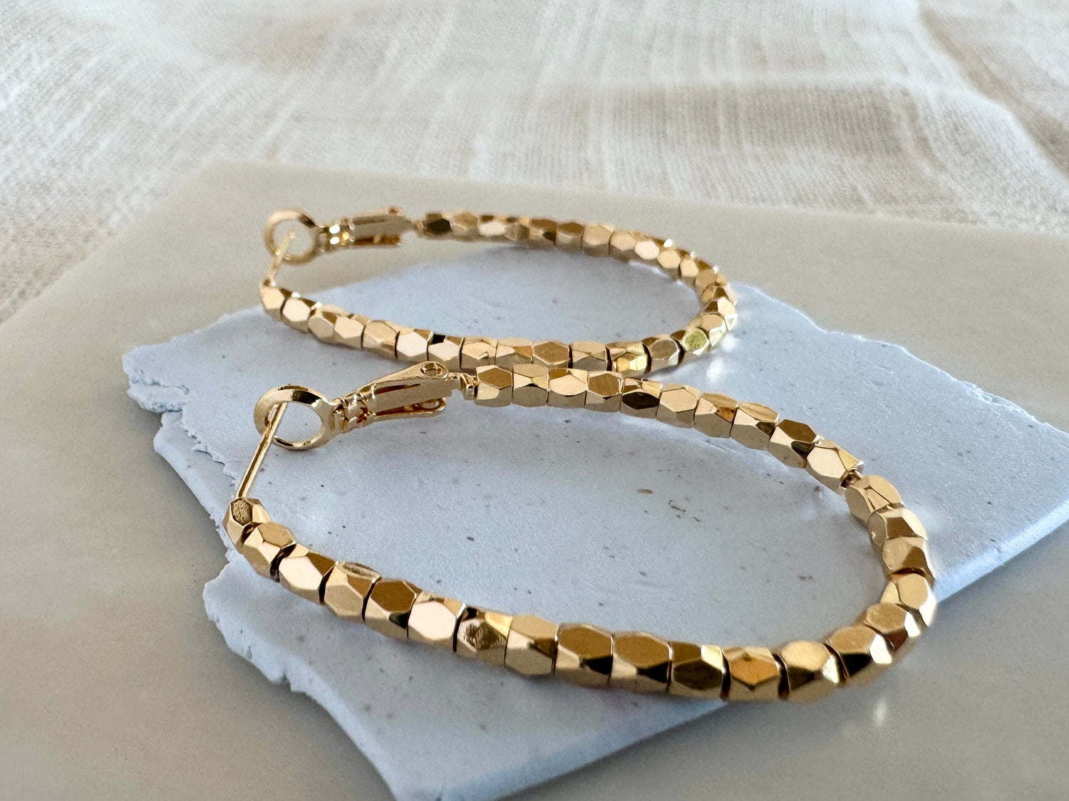 Large Beaded Oval Hoop