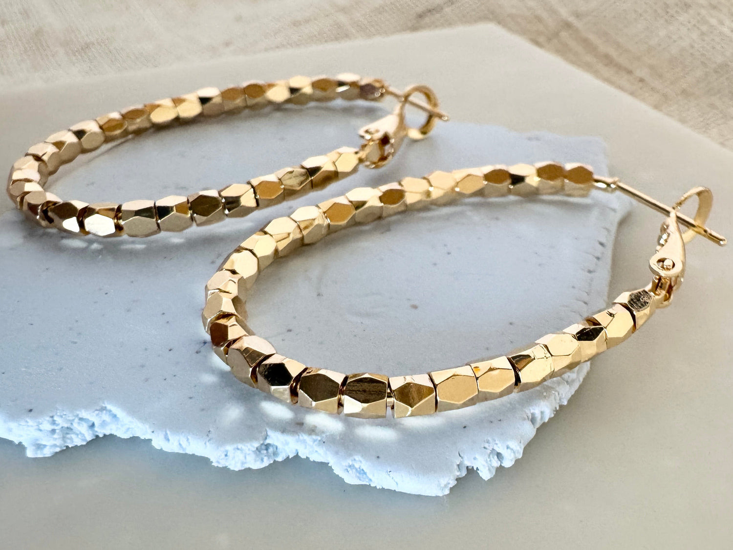 Large Beaded Oval Hoop
