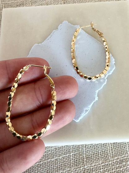 Large Beaded Oval Hoop