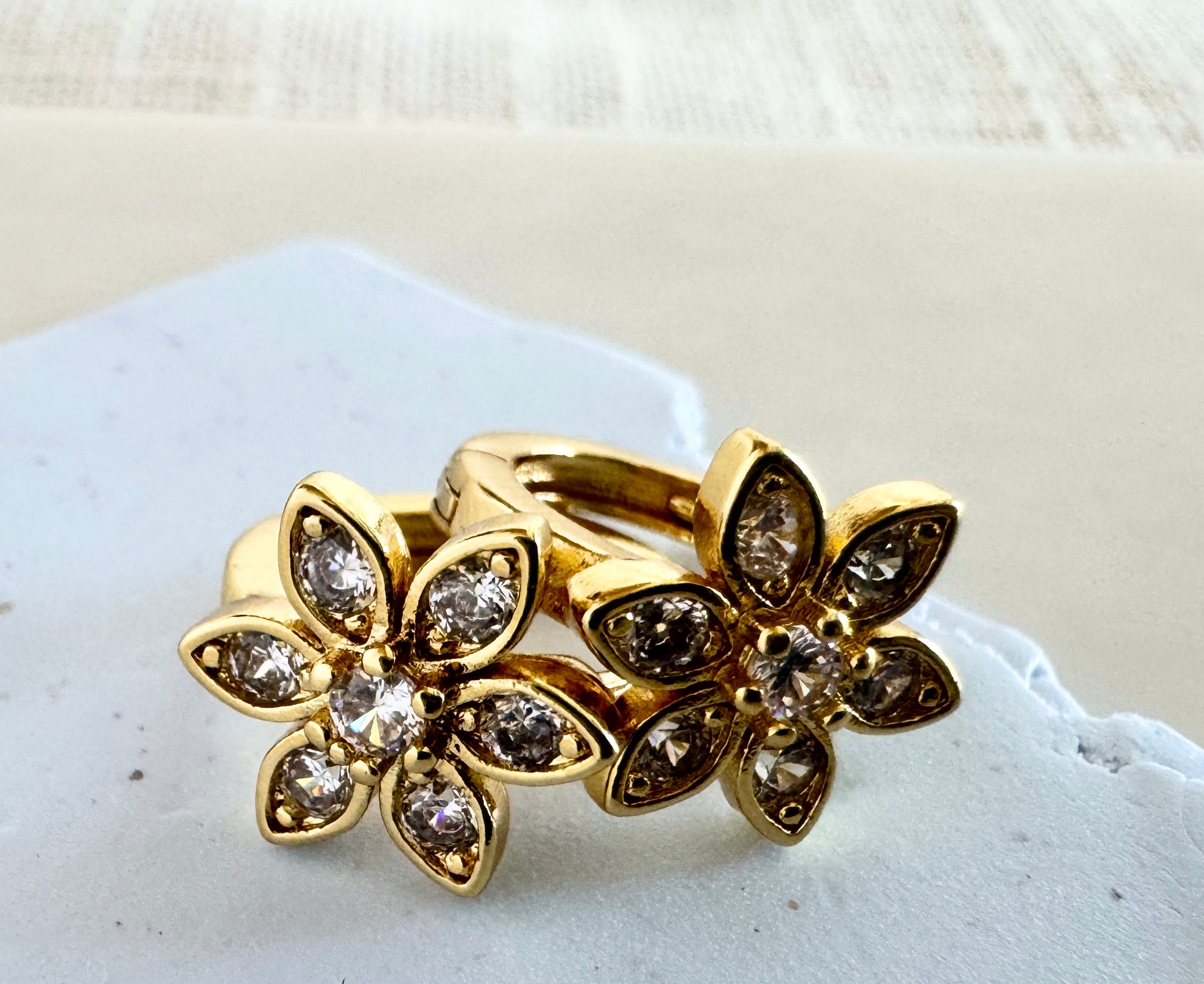 Crystal Flower Huggie