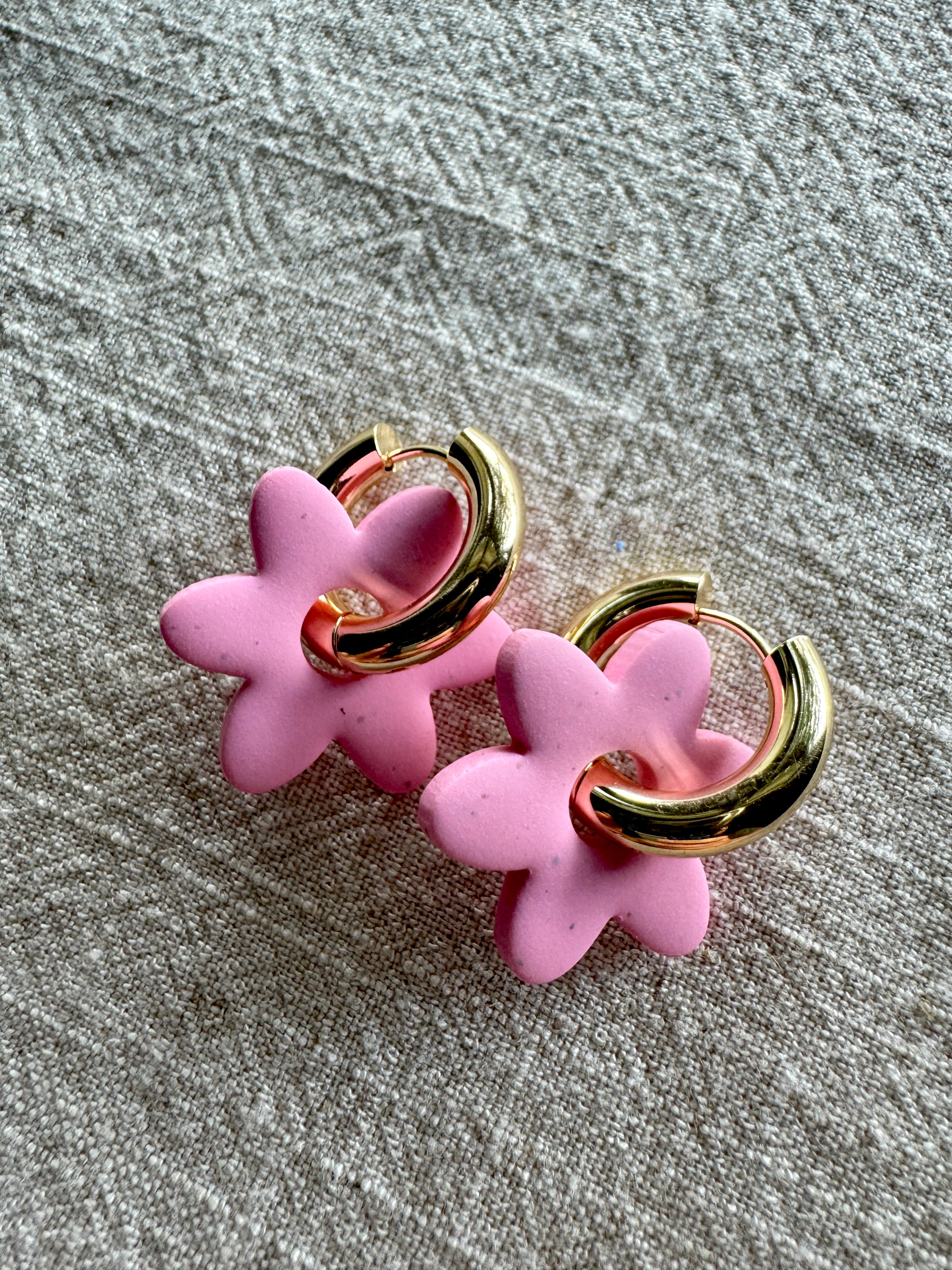 Light Pink Flower CHARM- HOOP SOLD SEPARATELY / Polymer Clay Jewelry