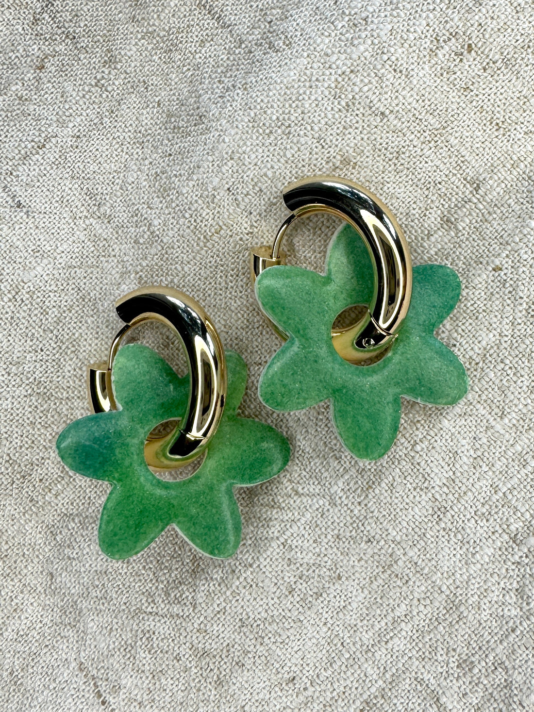 Green Watercolor Flower CHARM- HOOP SOLD SEPARATELY / Polymer Clay Jewelry