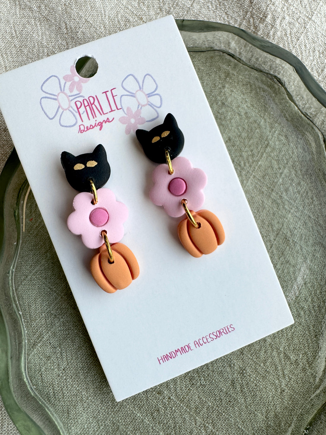 Black Cat &amp; Pumpkin Dangles