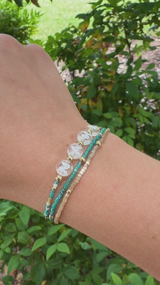 Graduation stack / gold filled stretch bracelet